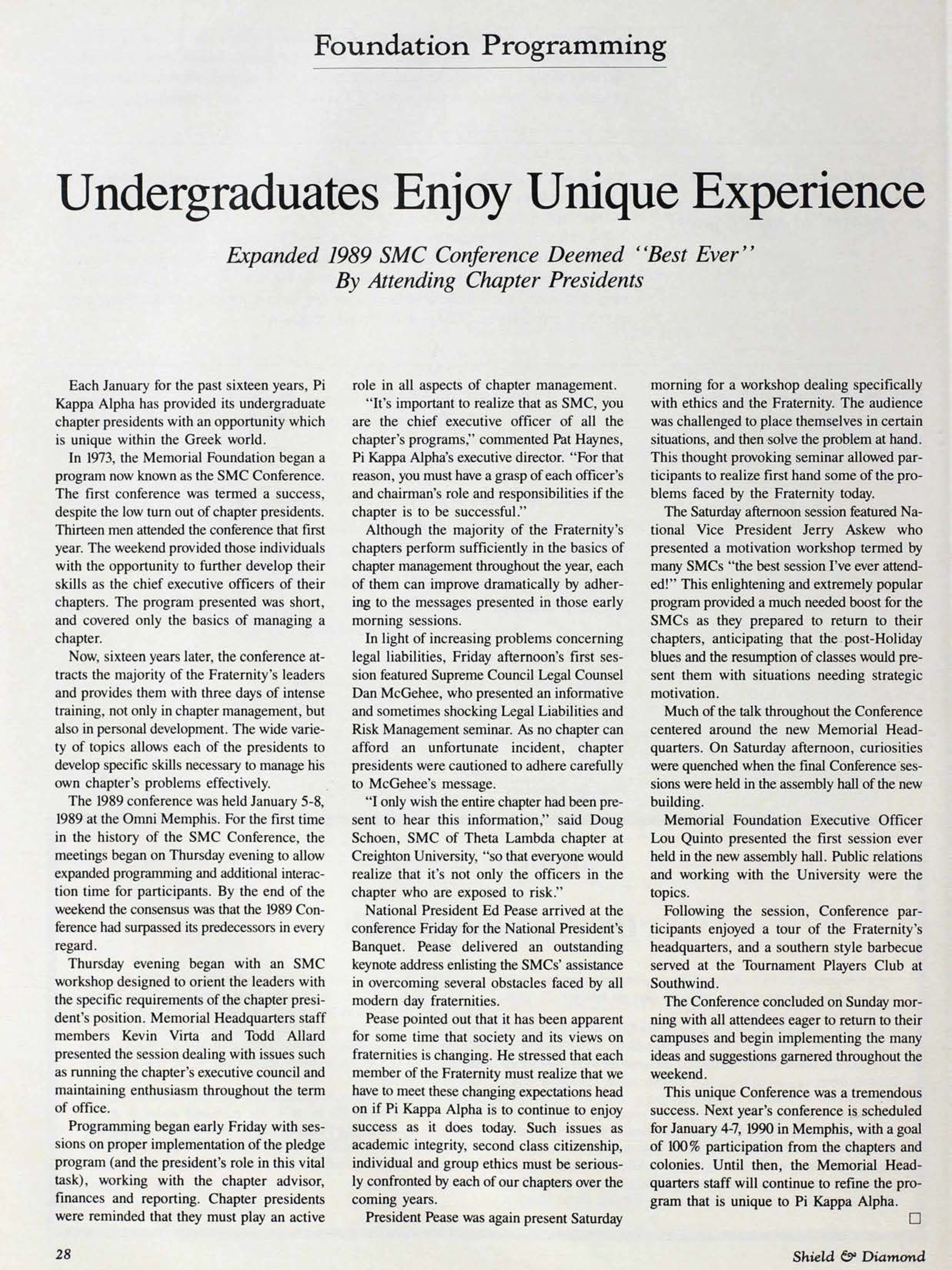 Foundation Programming: Undergraduates Enjoy Unique Experience